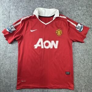 Manchester United Jersey Mens Large Red Premier League Soccer AON Nike Dri Fit